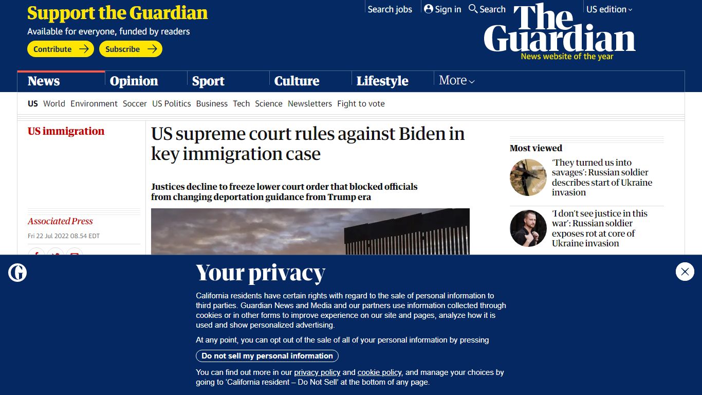 US supreme court rules against Biden in key immigration case